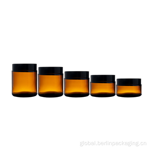 Straight Sided Tall Glass Jar Straight Sided Round Amber Glass Jar For Food & Cosmetic Supplier